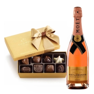 Moet and Chandon Imperial Brut Champagne and Godiva Chocolates