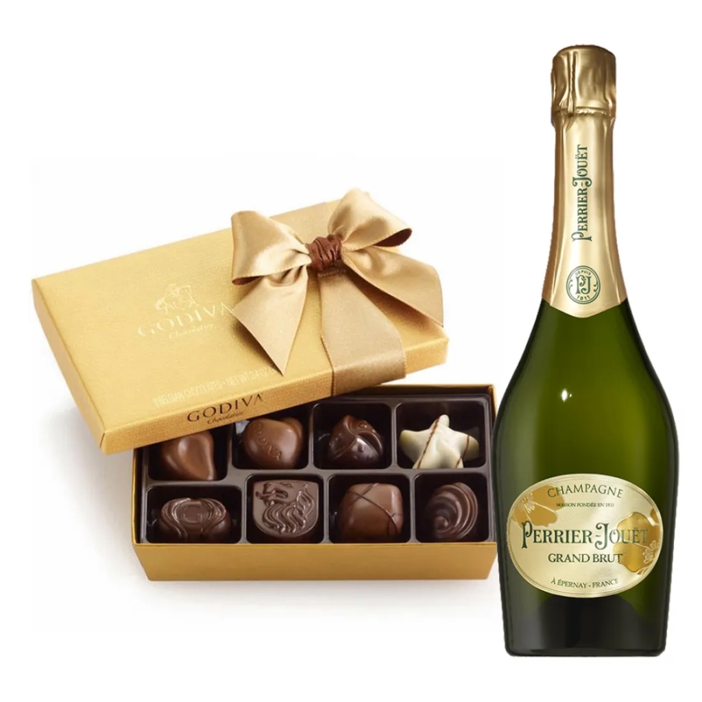 Perrier-Jouët Grand Brut Champagne and Godiva Chocolates